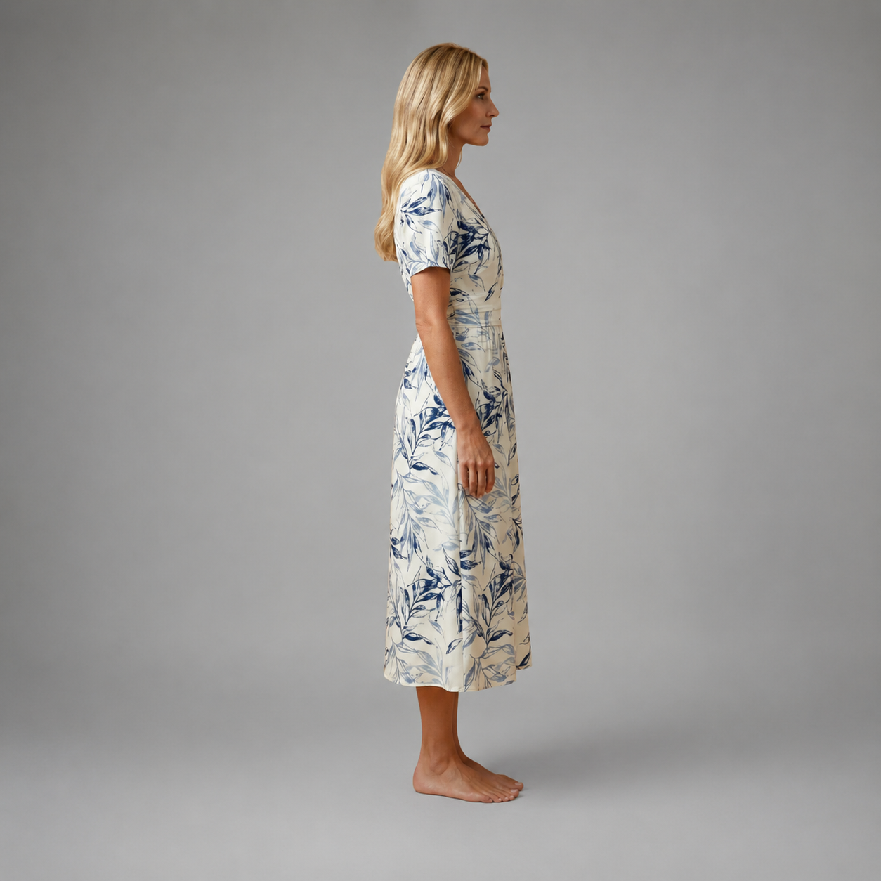 Floral V-Neck A-Line Midi Dress
