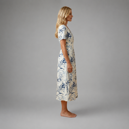 Floral V-Neck A-Line Midi Dress