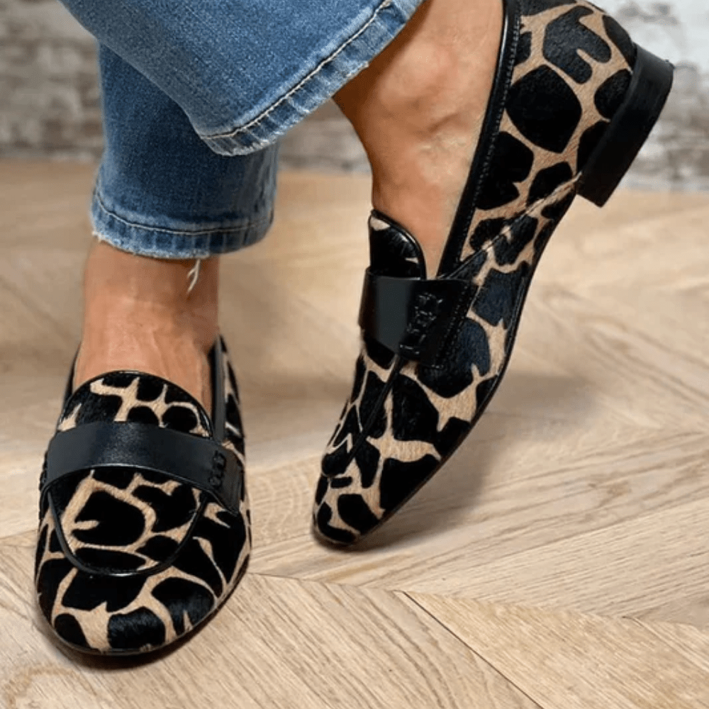 Bold Leather Animal Print Loafers