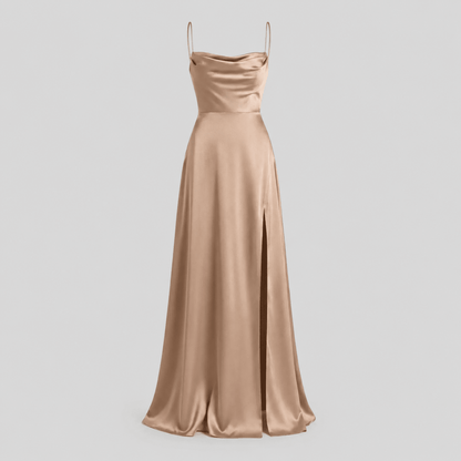 Cowl Neck Split Maxi Dress