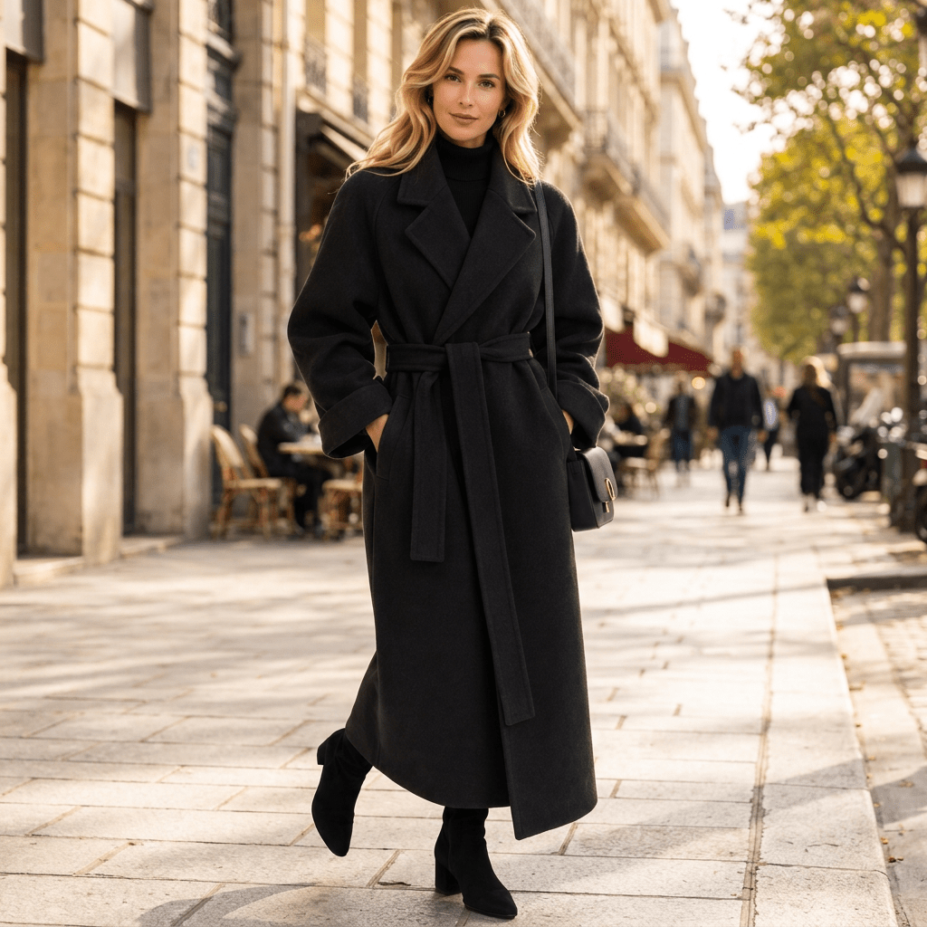 Long Belted Winter Coat for Sophisticated Everyday Style