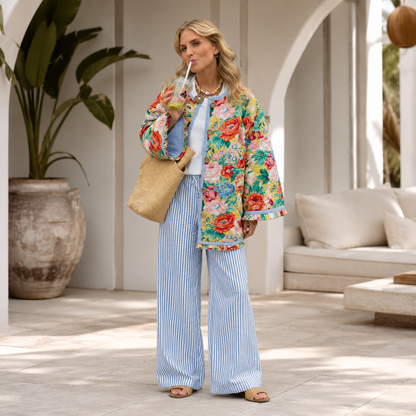 Floral Print Oversized Winter Jacket
