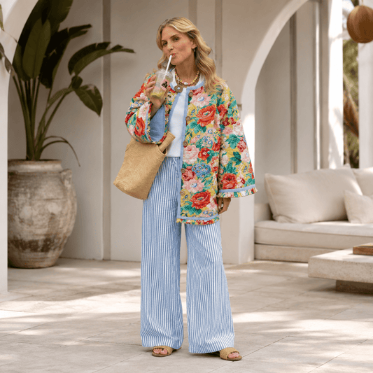 Chaqueta de invierno grande con estampado floral
