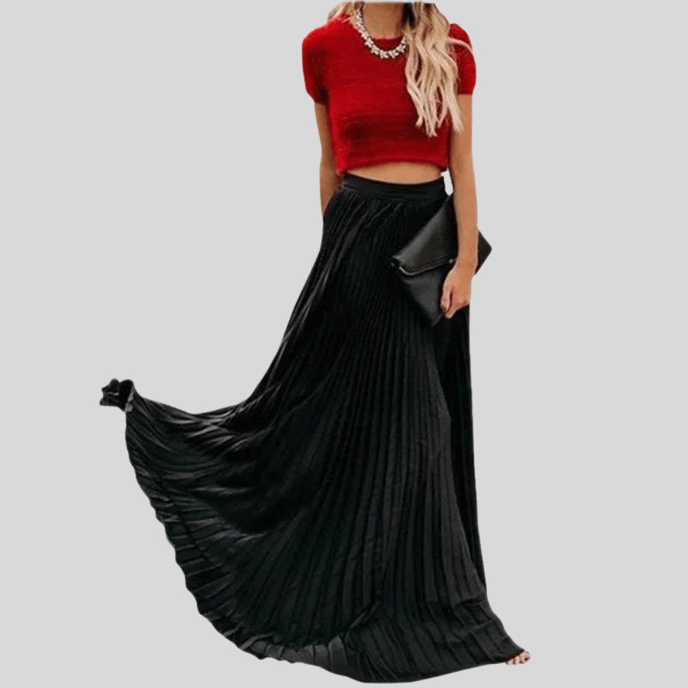Vivid Multicolor Pleated Maxi Skirt