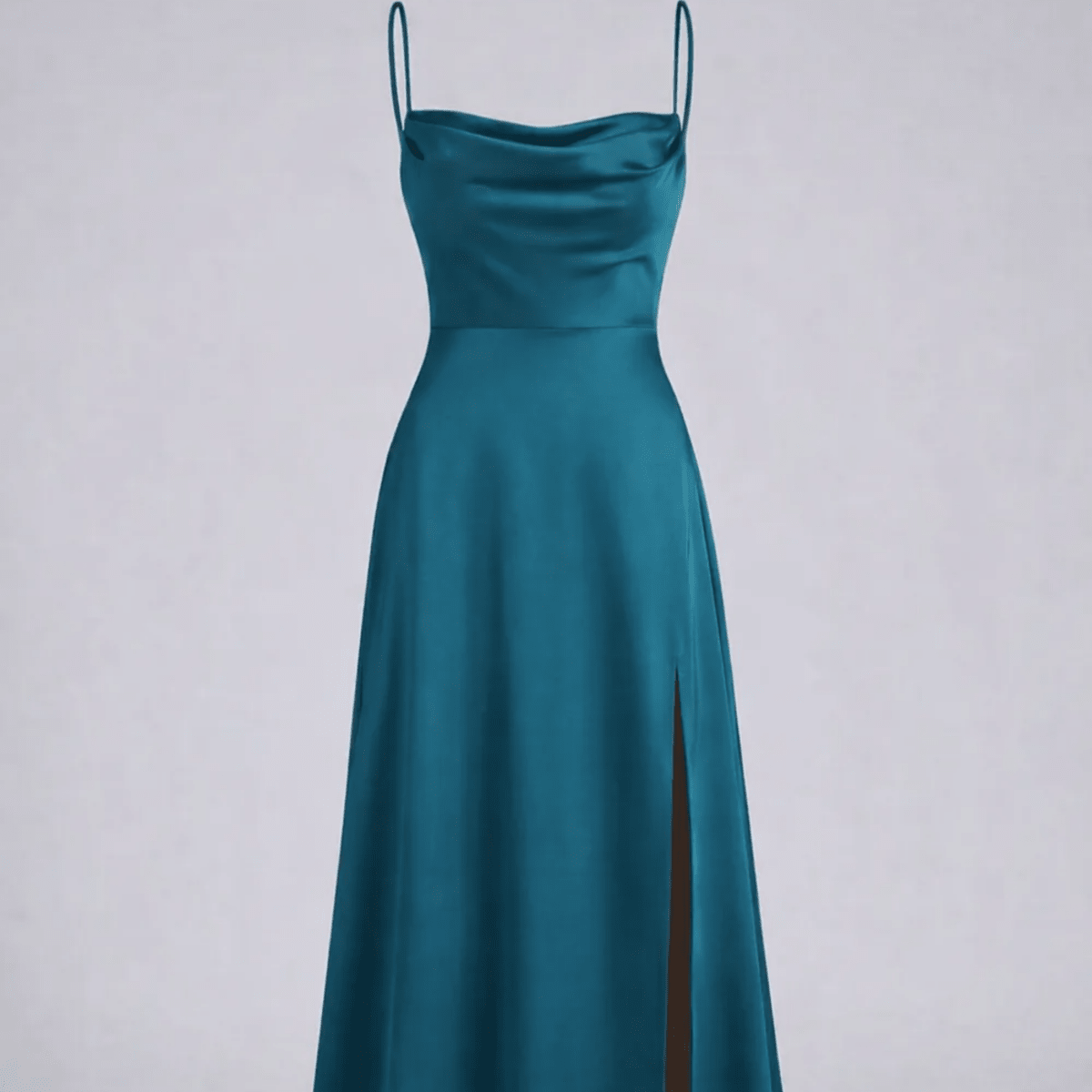 Elegant Cowl Neck Split Maxi Dress