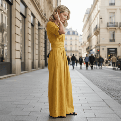 Defined Waist Cross Front Jumpsuit