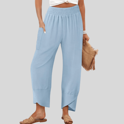 Cozy Elastic Waist Wide Leg Pants