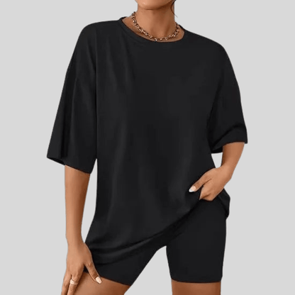 Solid Color T Shirt And Shorts Set