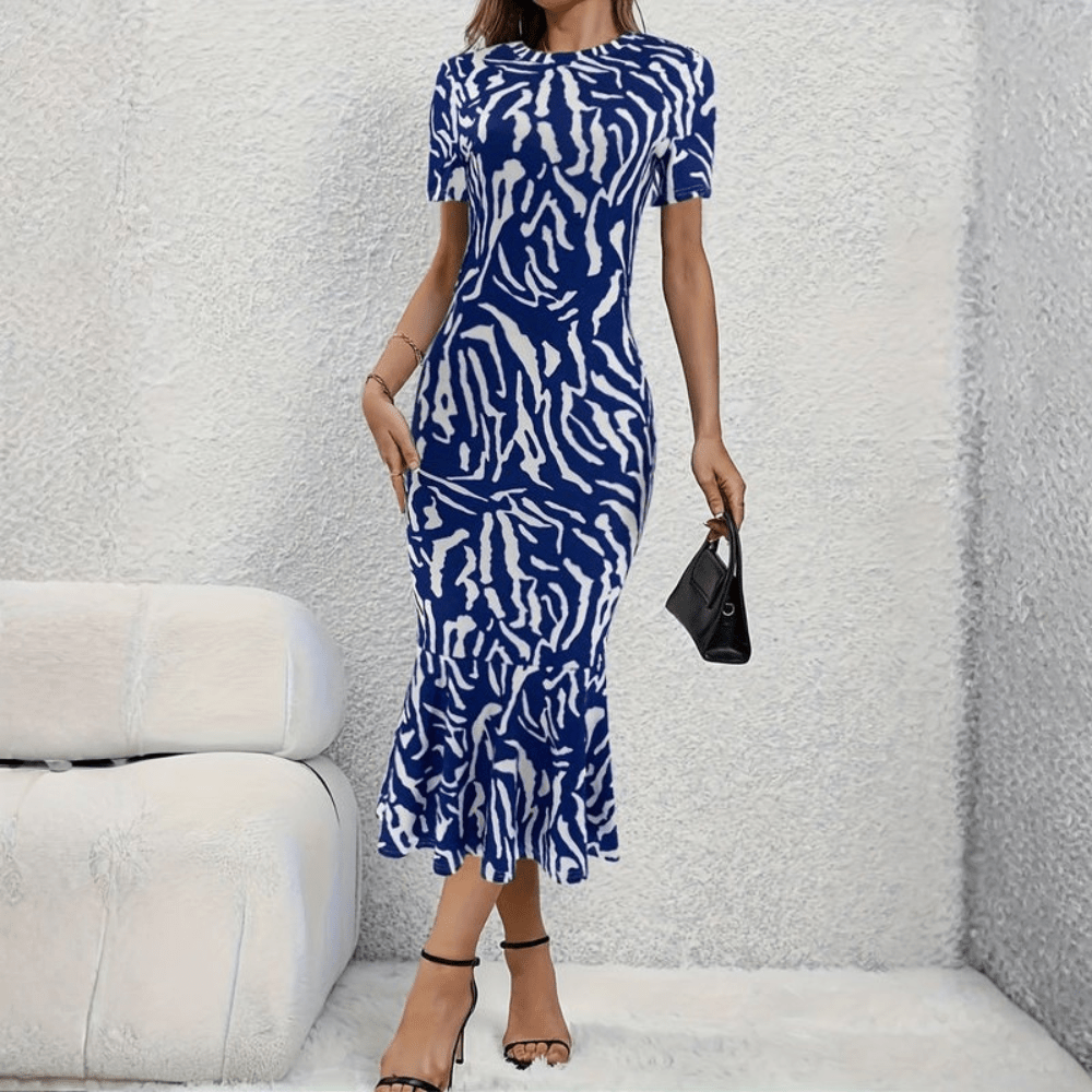 Vibrant Zebra Print Flared Dress