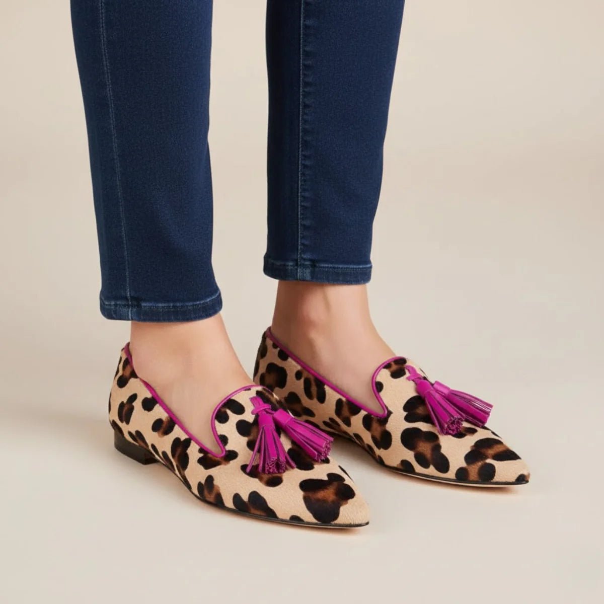 Chic Tassel Animal Print Ballet Flats