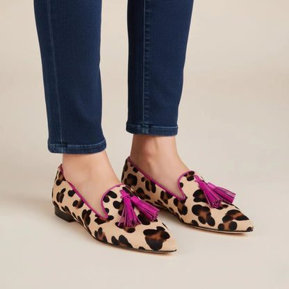 Chic Tassel Animal Print Ballet Flats