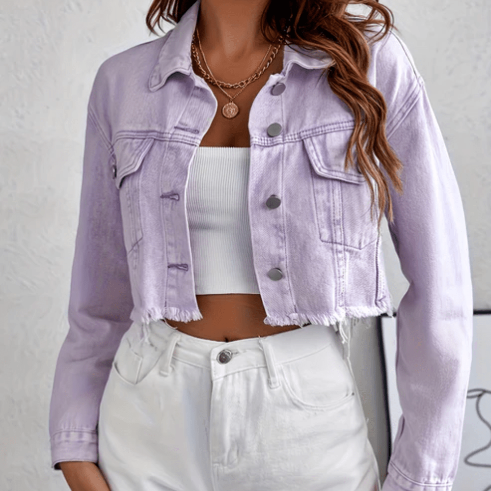 Frayed Purple Denim Jacket