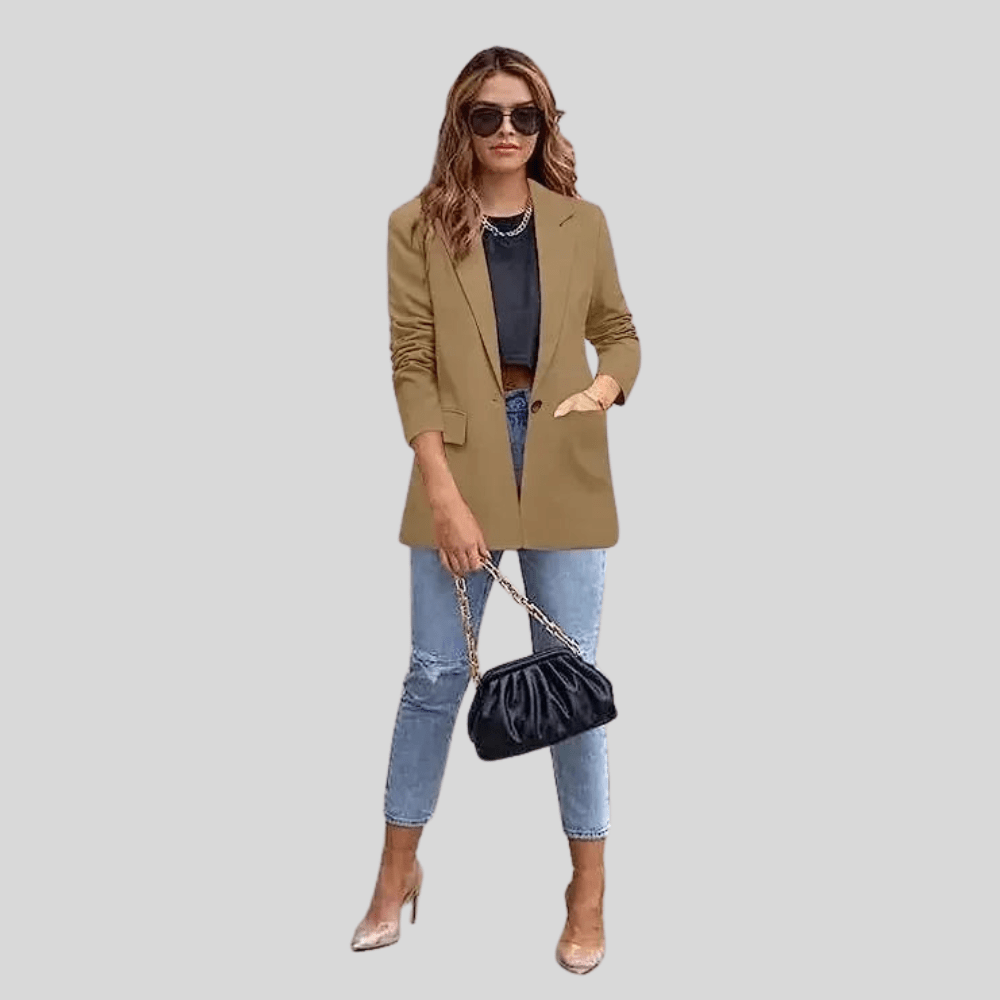 Polished Blazer Turn Down Collar