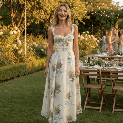 Vestido midi con corsé
