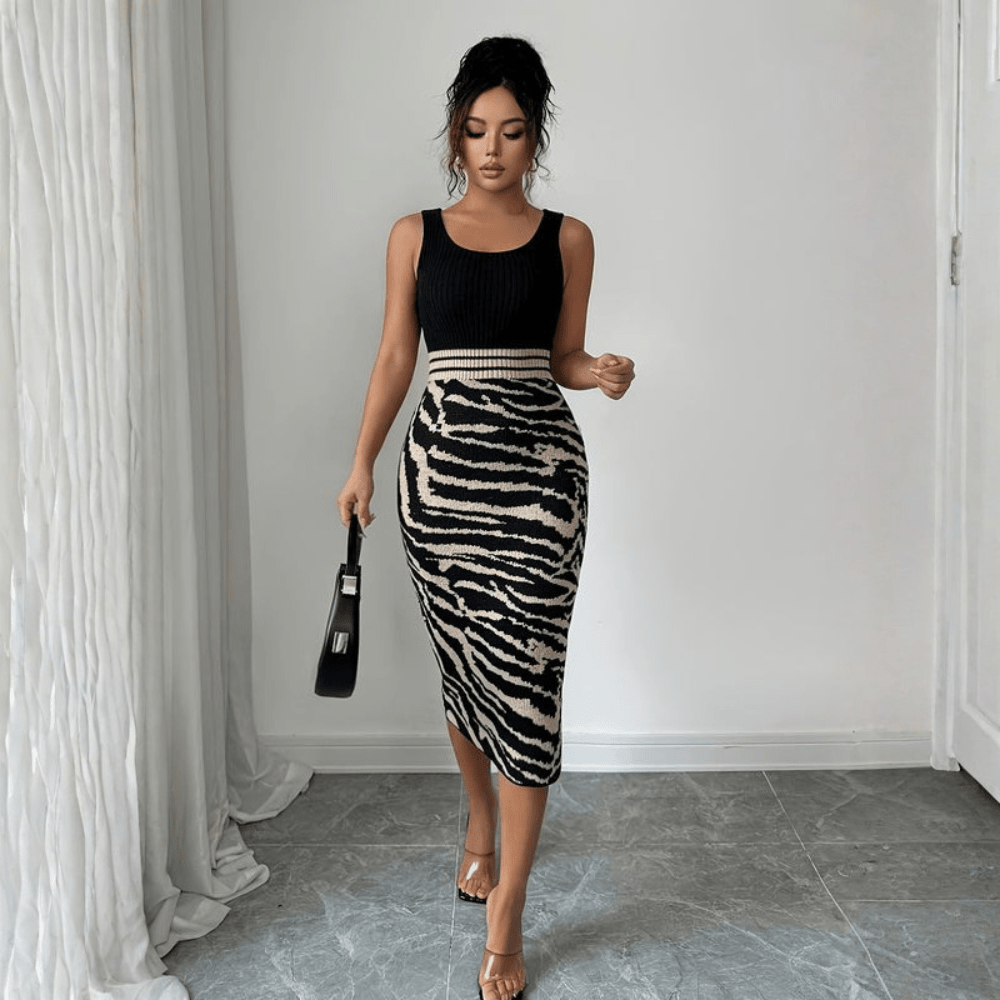 Zebra Print Trendy Classic Mini Dress
