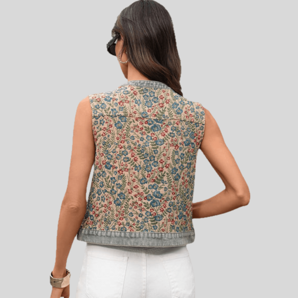 Romantic Denim Vest Cropped