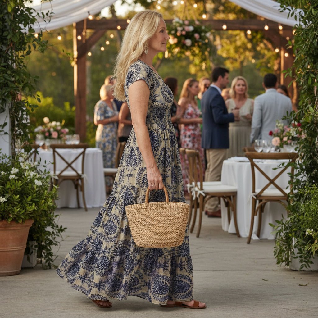 Fließendes Maxikleid mit V-Ausschnitt und tailliertem Bund