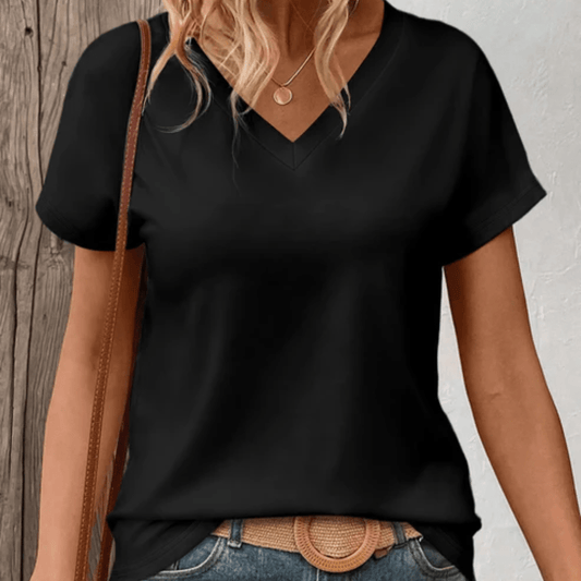 Camiseta cómoda de uso diario con escote en V  