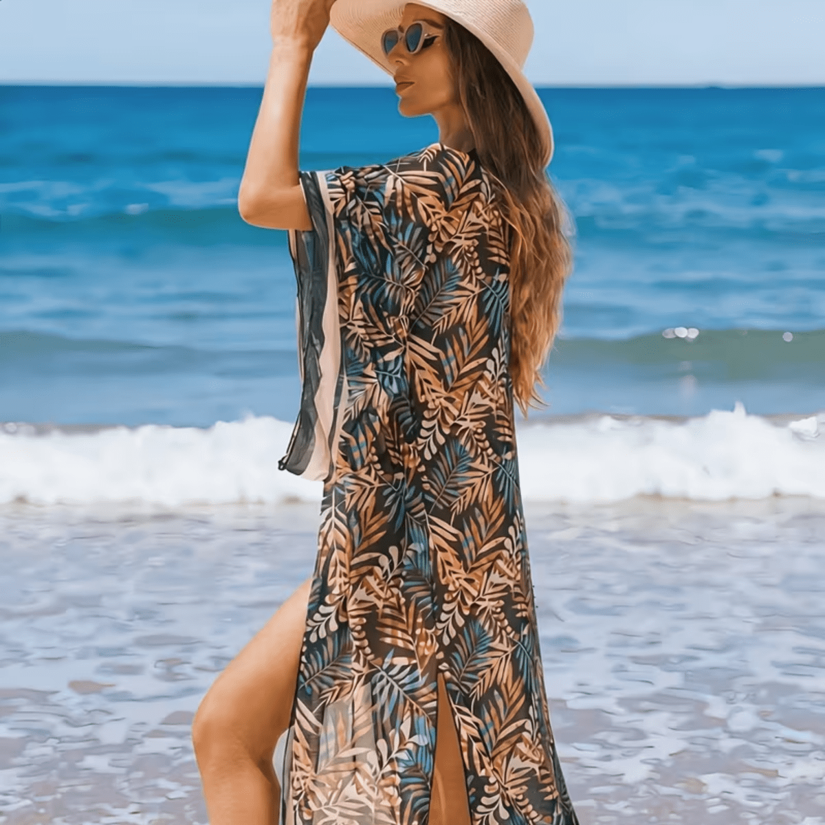 Sheer Tropical Beach Cover Up