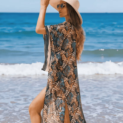 Sheer Tropical Beach Cover Up