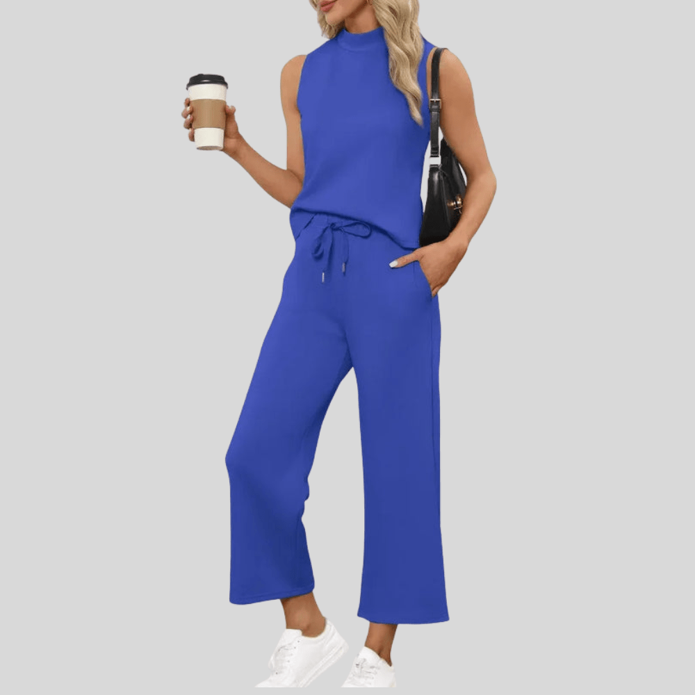 Sleeveless Vest and Wide Leg-Pants Set