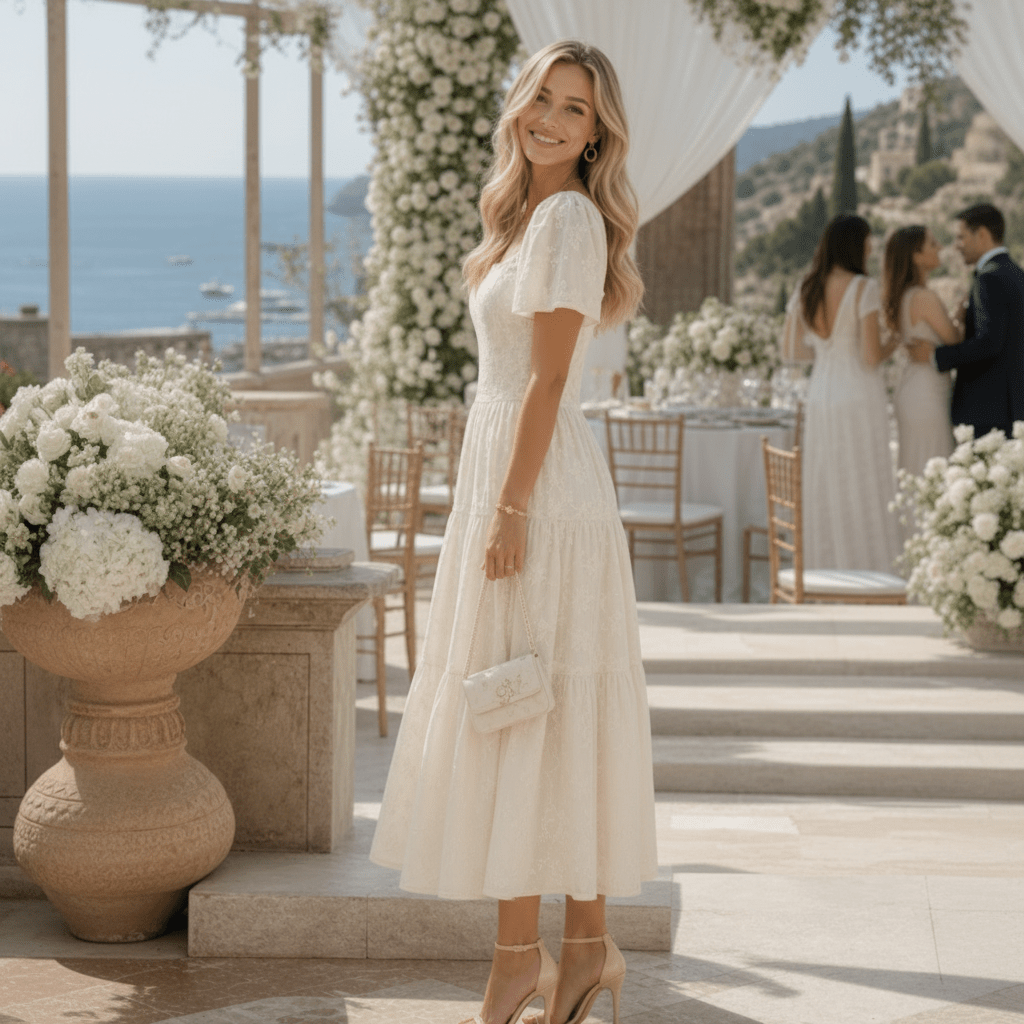 Softly Framed Floral Midi Dress