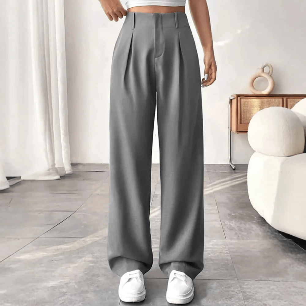 High Waisted Draped Wide Leg Pants