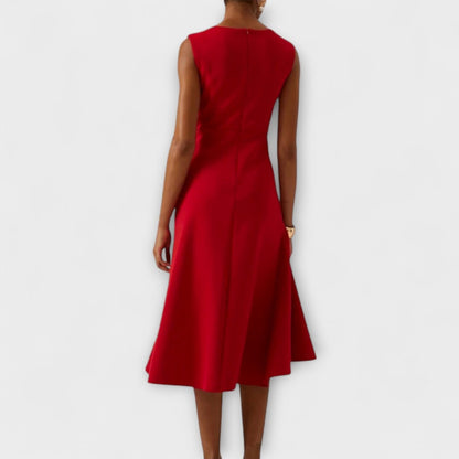 Draped Asymmetric Midi Dress