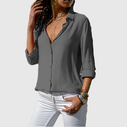 Flowing V-Neck Elegant Style Blouse