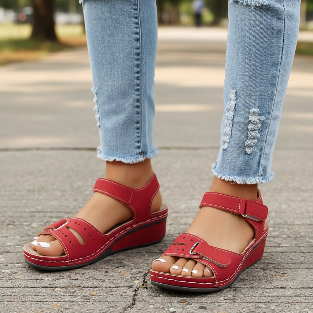 Keilabsatz-Sandalen mit offener Zehenpartie