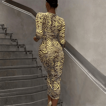 Zebra Print Bodycon Maxi Dress