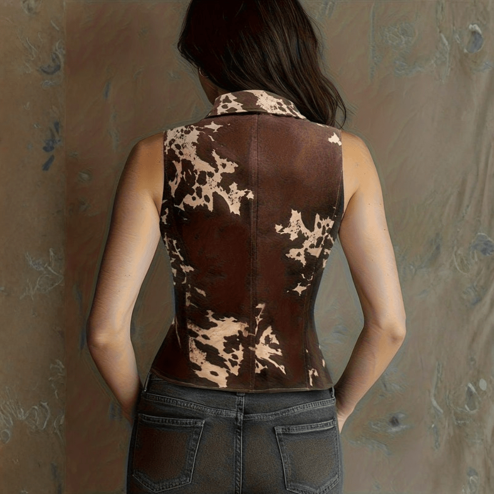 Bold Suede Cow Print Vest