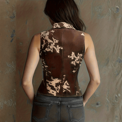 Bold Suede Cow Print Vest