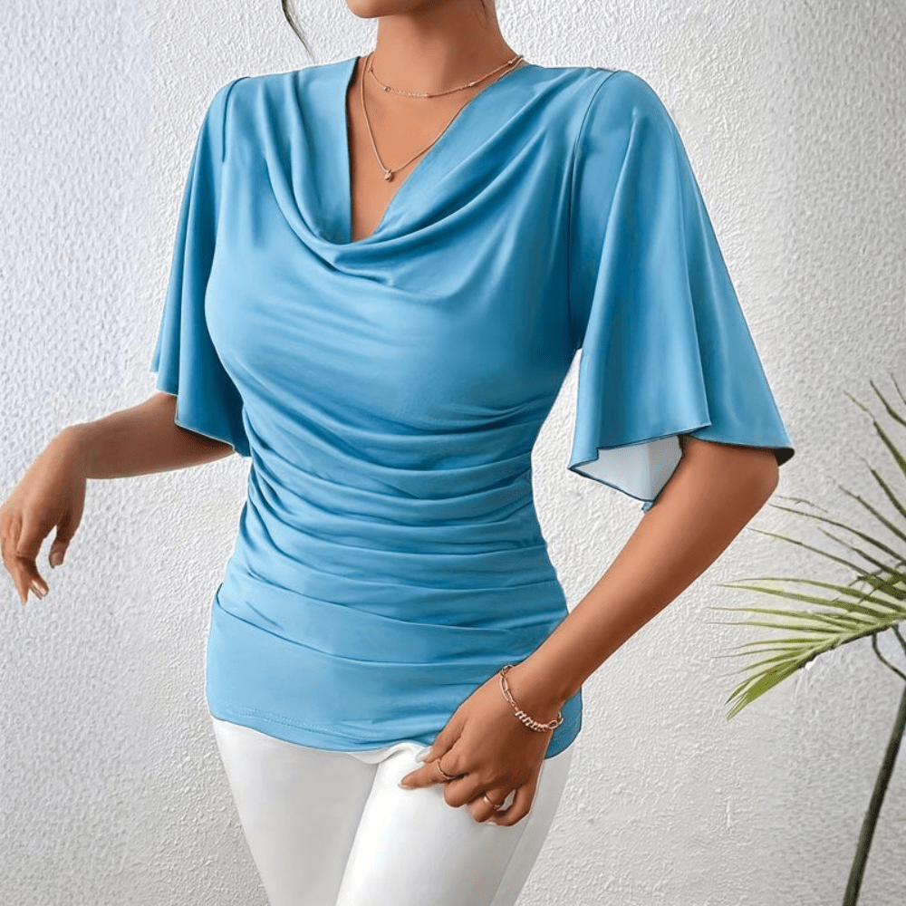 Icy Knit Sleeveless Ruched Top