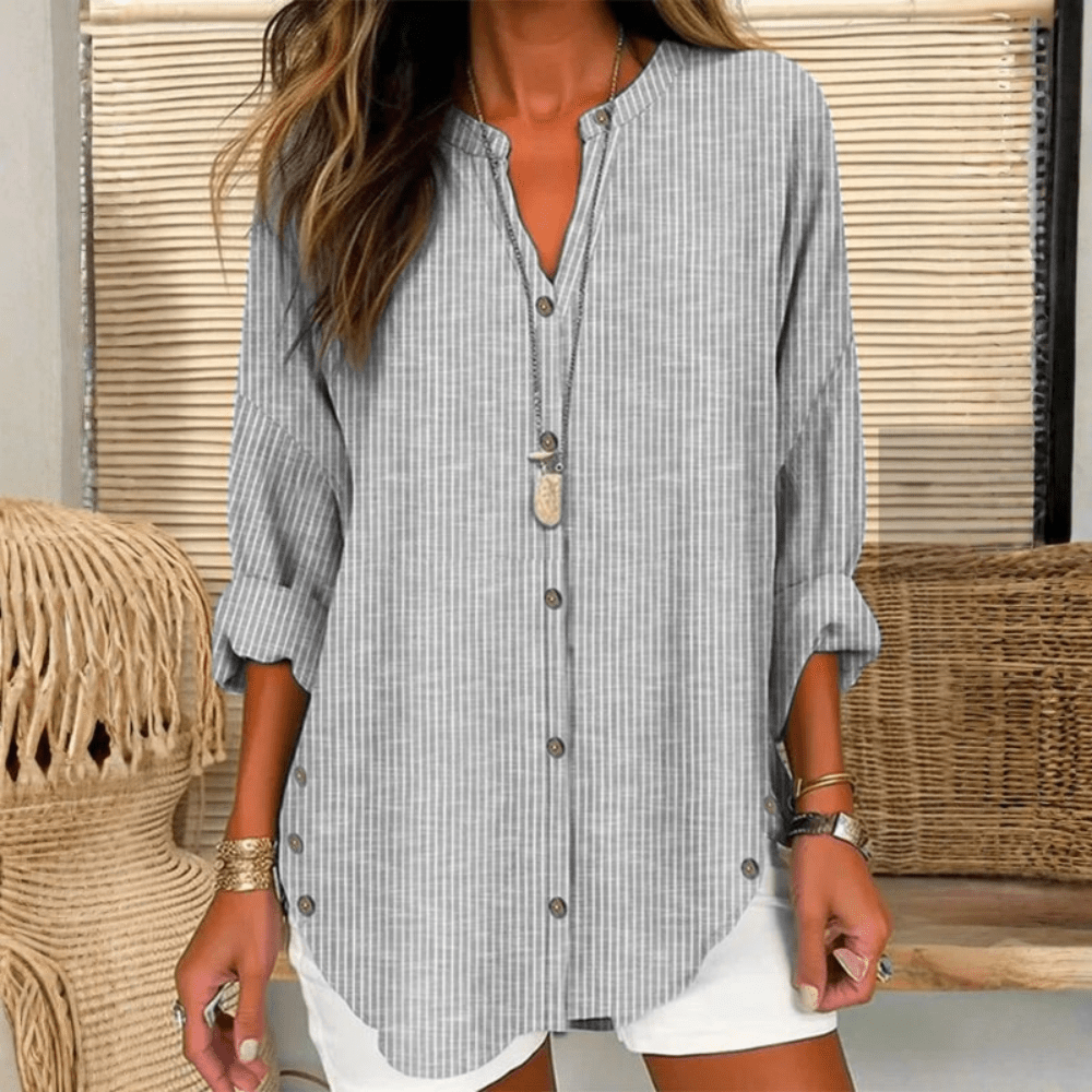 Casual Cotton Striped Blouse