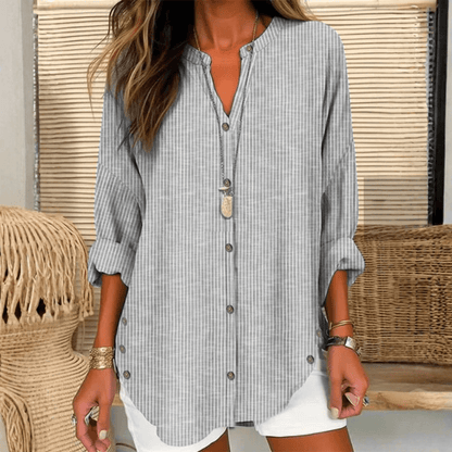 Casual Cotton Striped Blouse