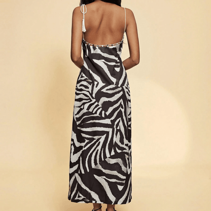 Maxikleid mit Zebraspaghetti-Trägern