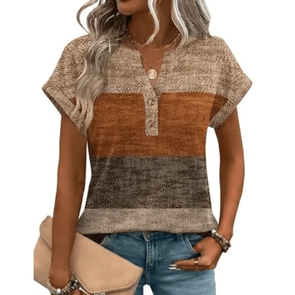 Earthy Color Block T Shirt