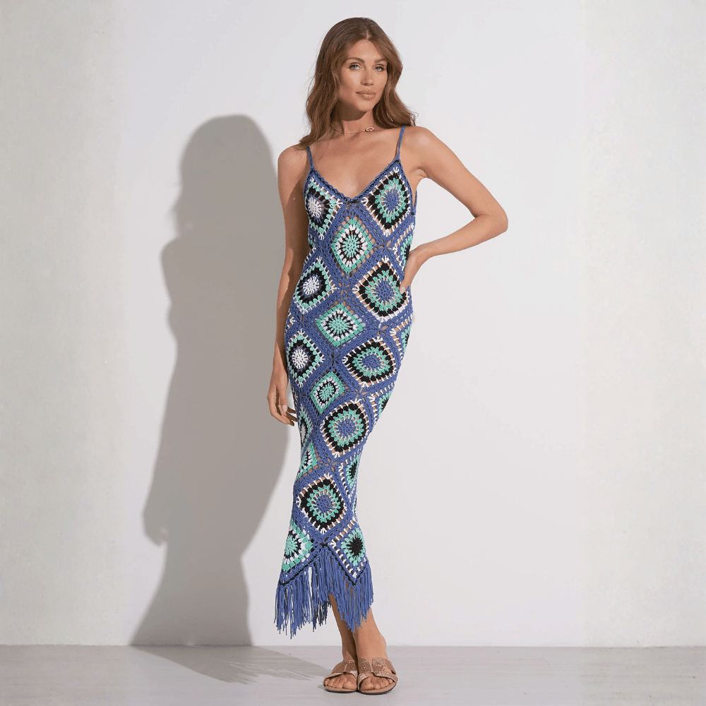 Handwoven Knit Maxi Dress Fringe