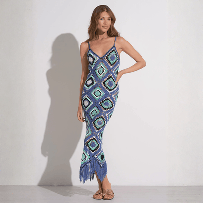 Handwoven Knit Maxi Dress Fringe