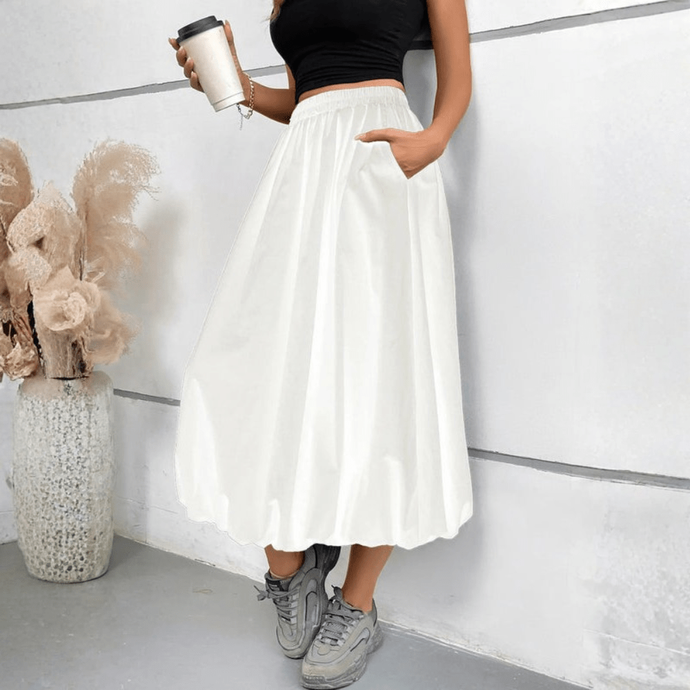 Graceful High Waist Midi Skirt