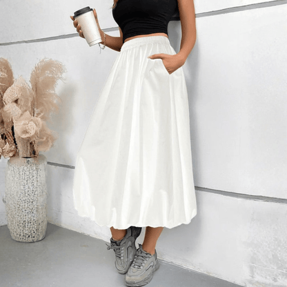 Graceful High Waist Midi Skirt