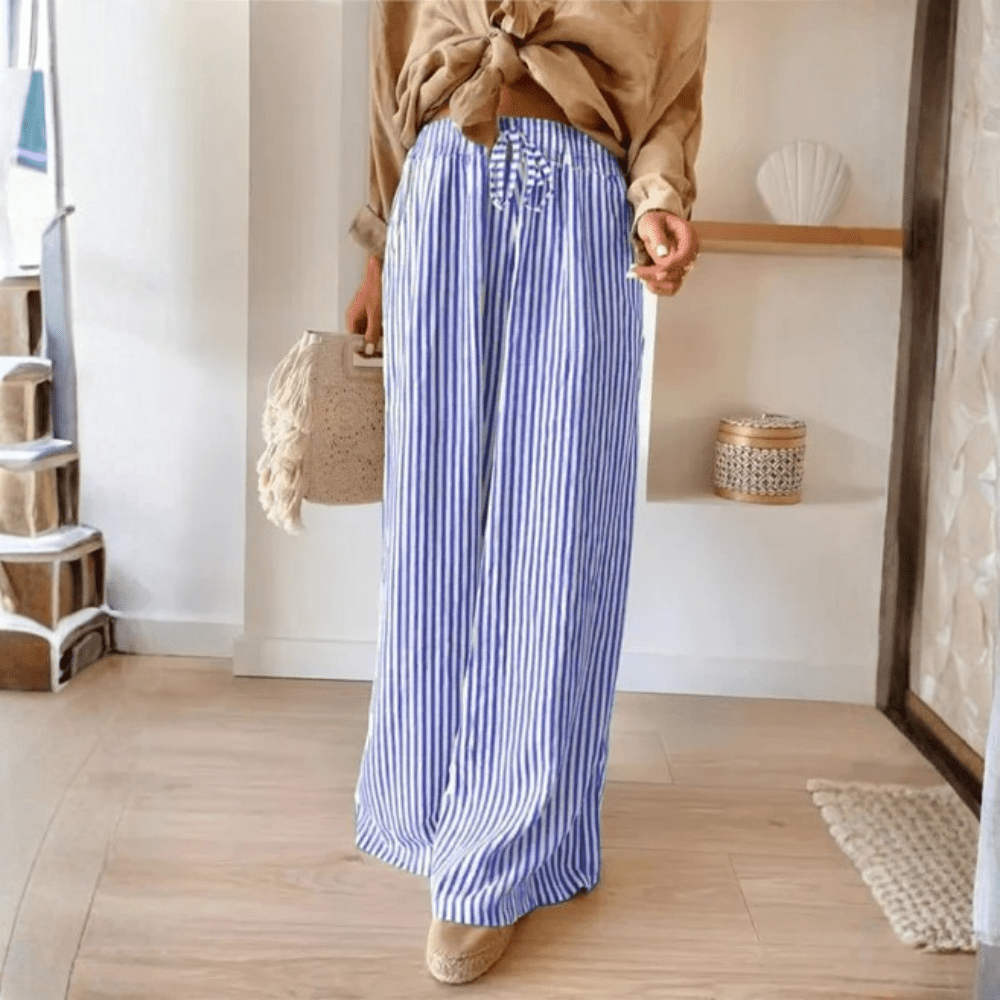 Airy Striped Wide Leg Pants