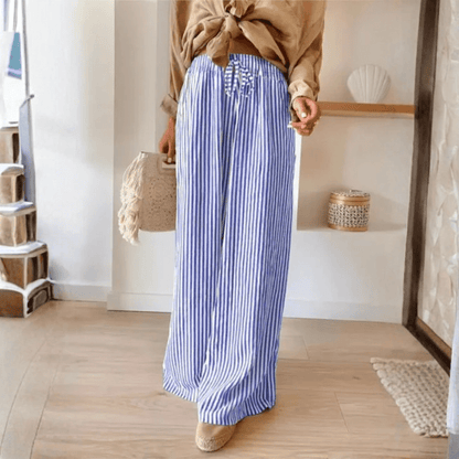 Airy Striped Wide Leg Pants