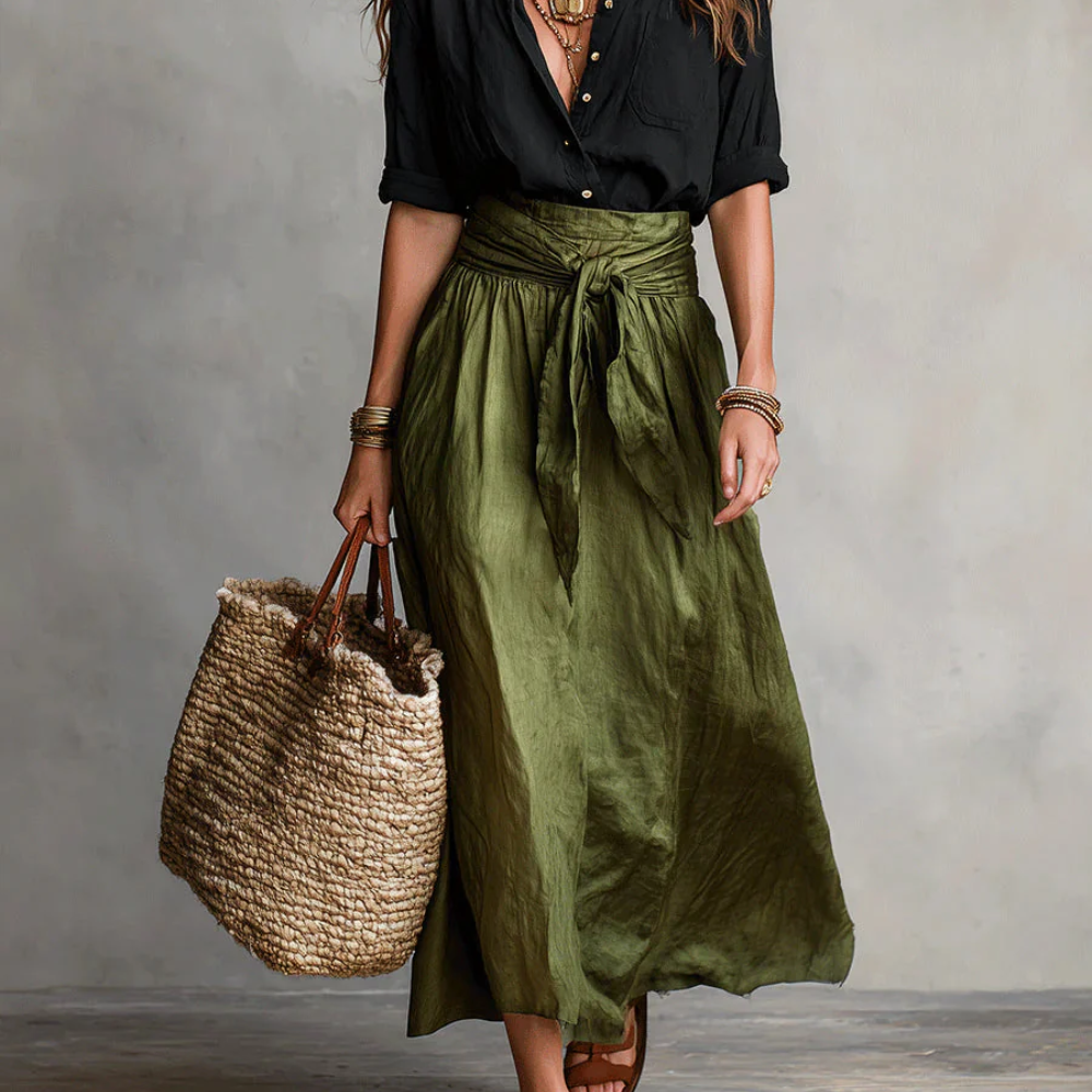 Long Sleeve Top And Midi Skirt Set