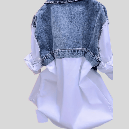 Chic Denim Patchwork Shirt