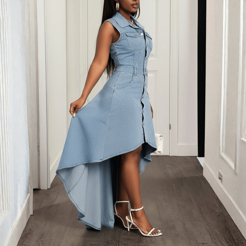 Bold Denim Maxi Dress