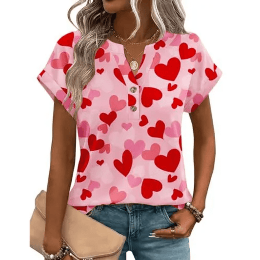 Cheerful Heart Print T Shirt