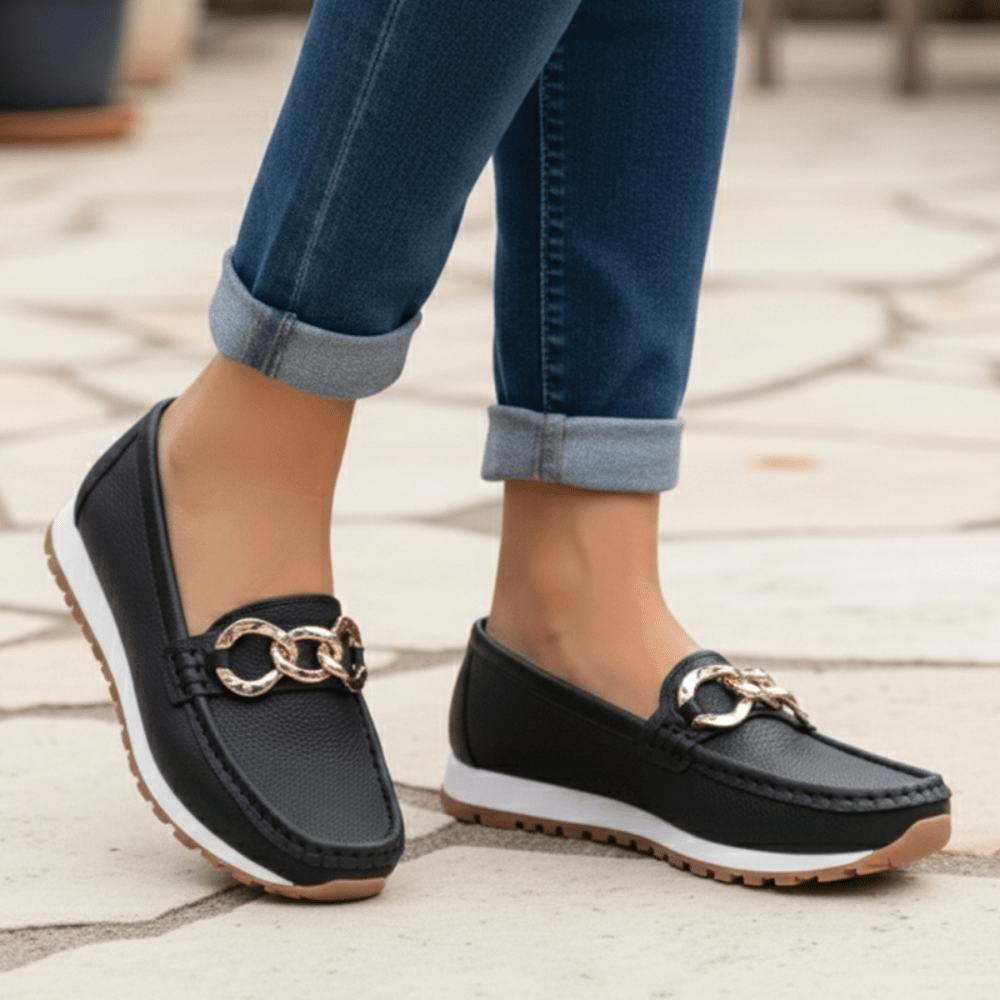 Cozy Buckle Flat Loafers