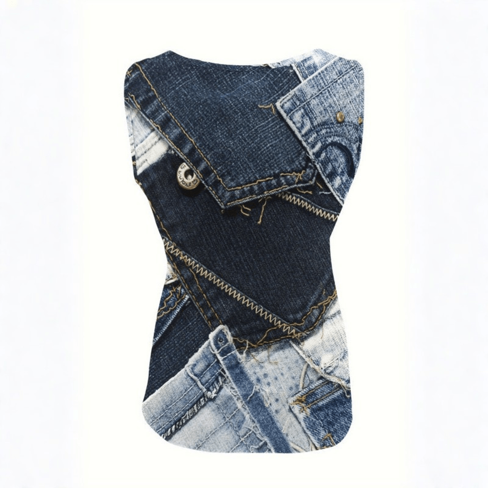 Schicke Denim-Weste mit Print